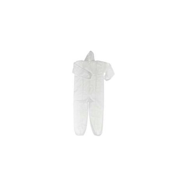 Keystone Safety HD Polypropylene Coverall, Elastic Wrists & Ankles, Attached Hood, Zipper Front, White, 5XL, 25/CS CVL-NW-HD-HE-5XL - main
